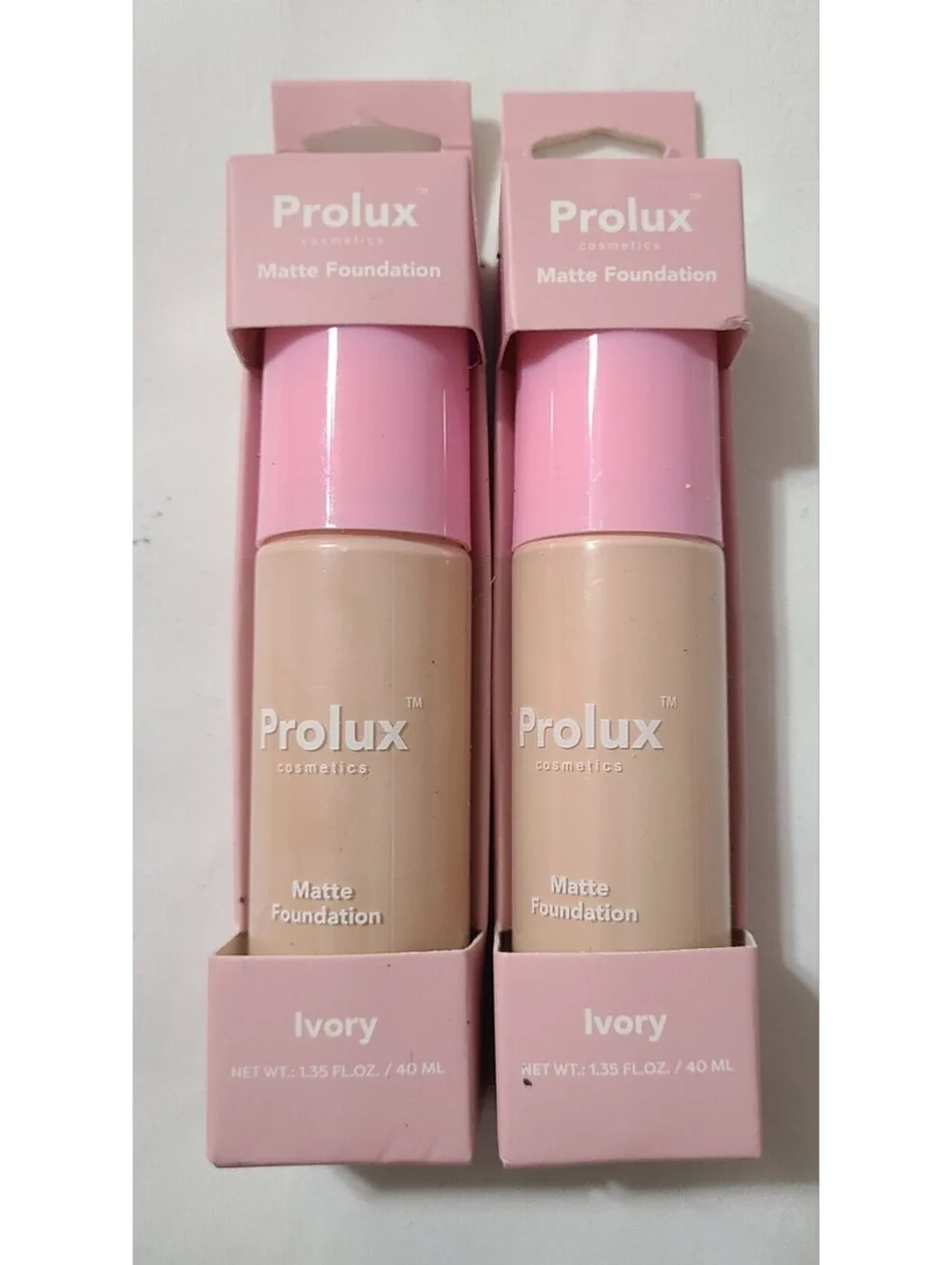 2pk Prolux Cosmetics Matte Foundation  Ivory Shade Face Skin Makeup Coverup NEW